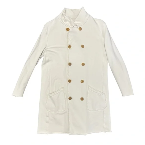 Frank & Eileen Belfast Sweatshirt Trench Long Fleece Coat Vintage White Large L